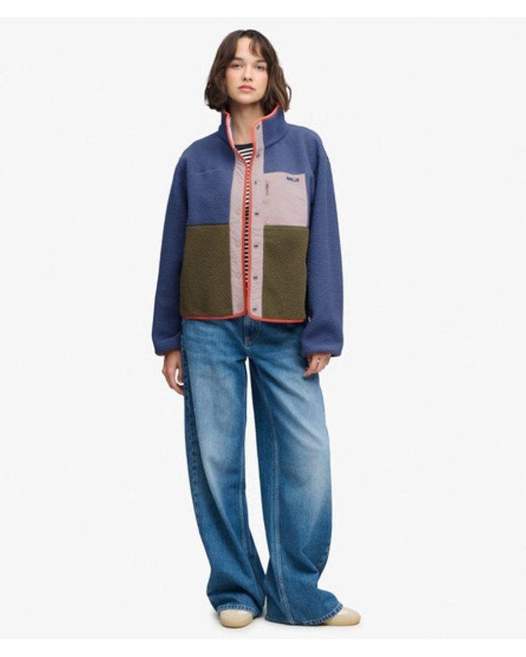 Superdry Blue & Co Colour Block Fleece Jacket