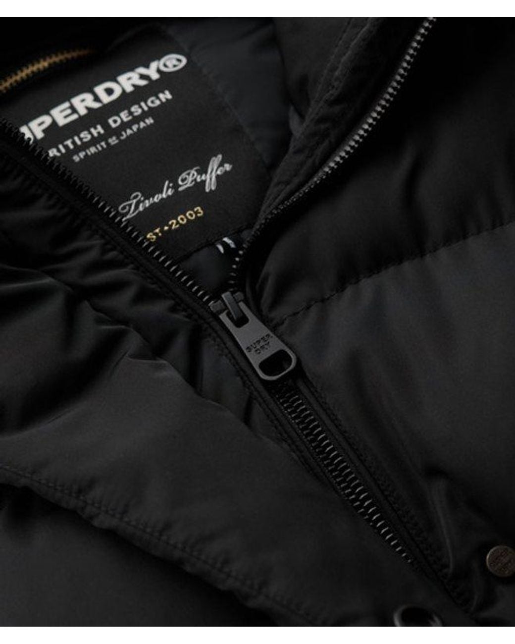 Superdry Black & Co Long Hooded Puffer Coat