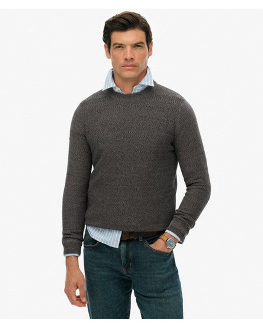 Superdry Black & Co Light Weight Cotton Texture Jumper for men