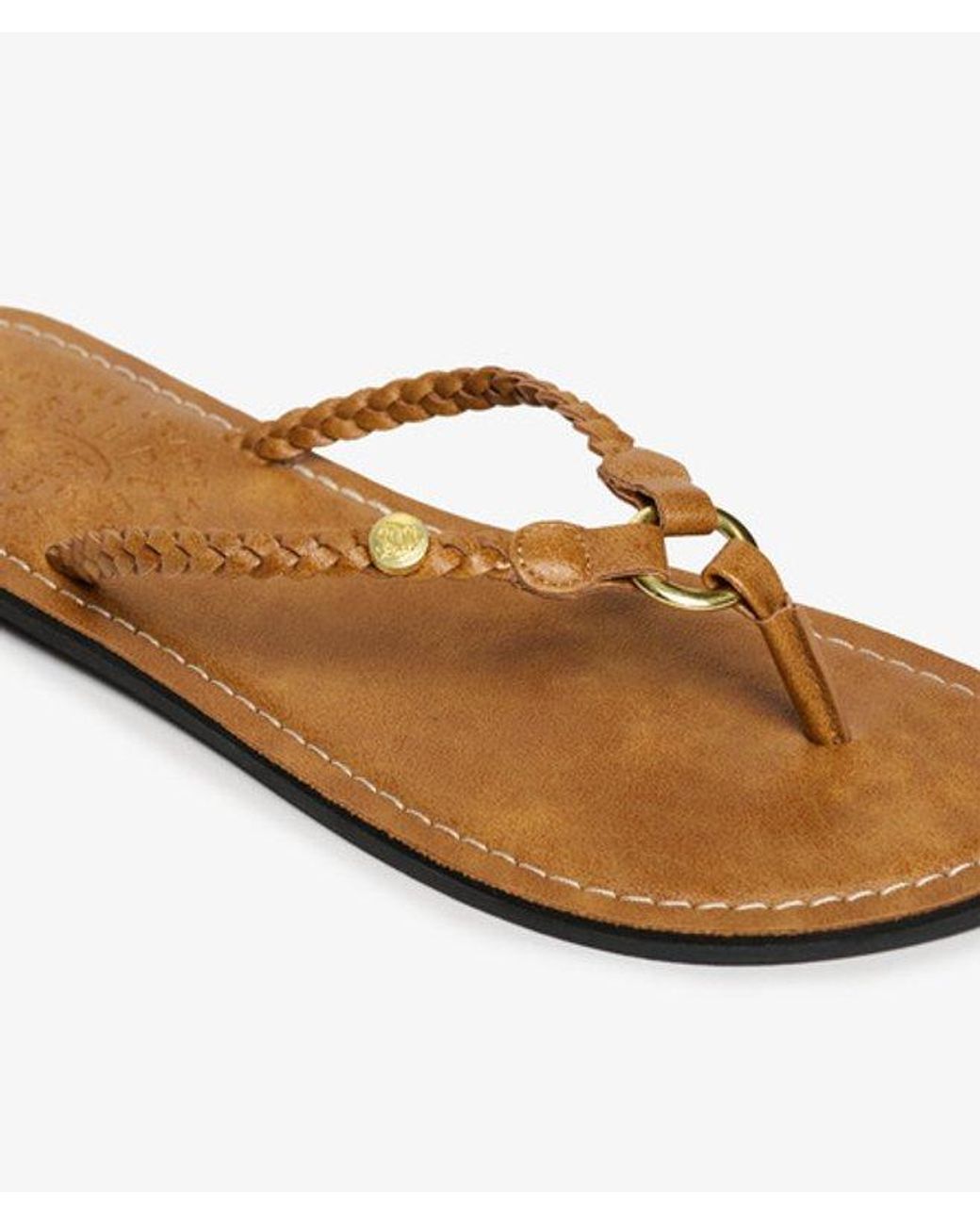Superdry White & Co Faux Leather Braided Flip Flops