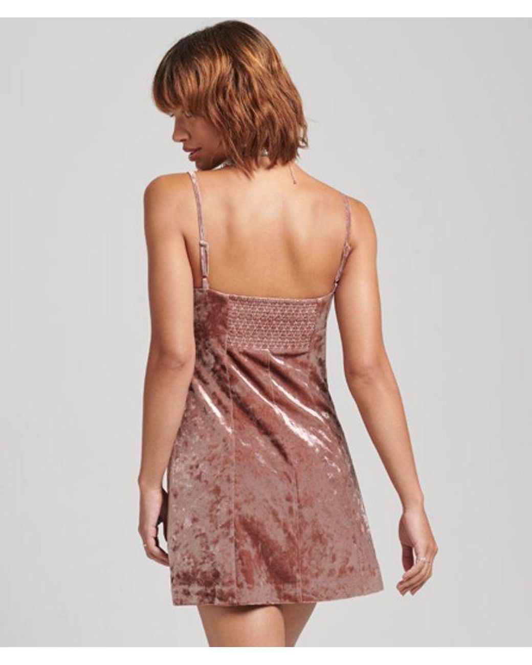 Superdry Red & Co Velvet Cupped Mini Cami Dress