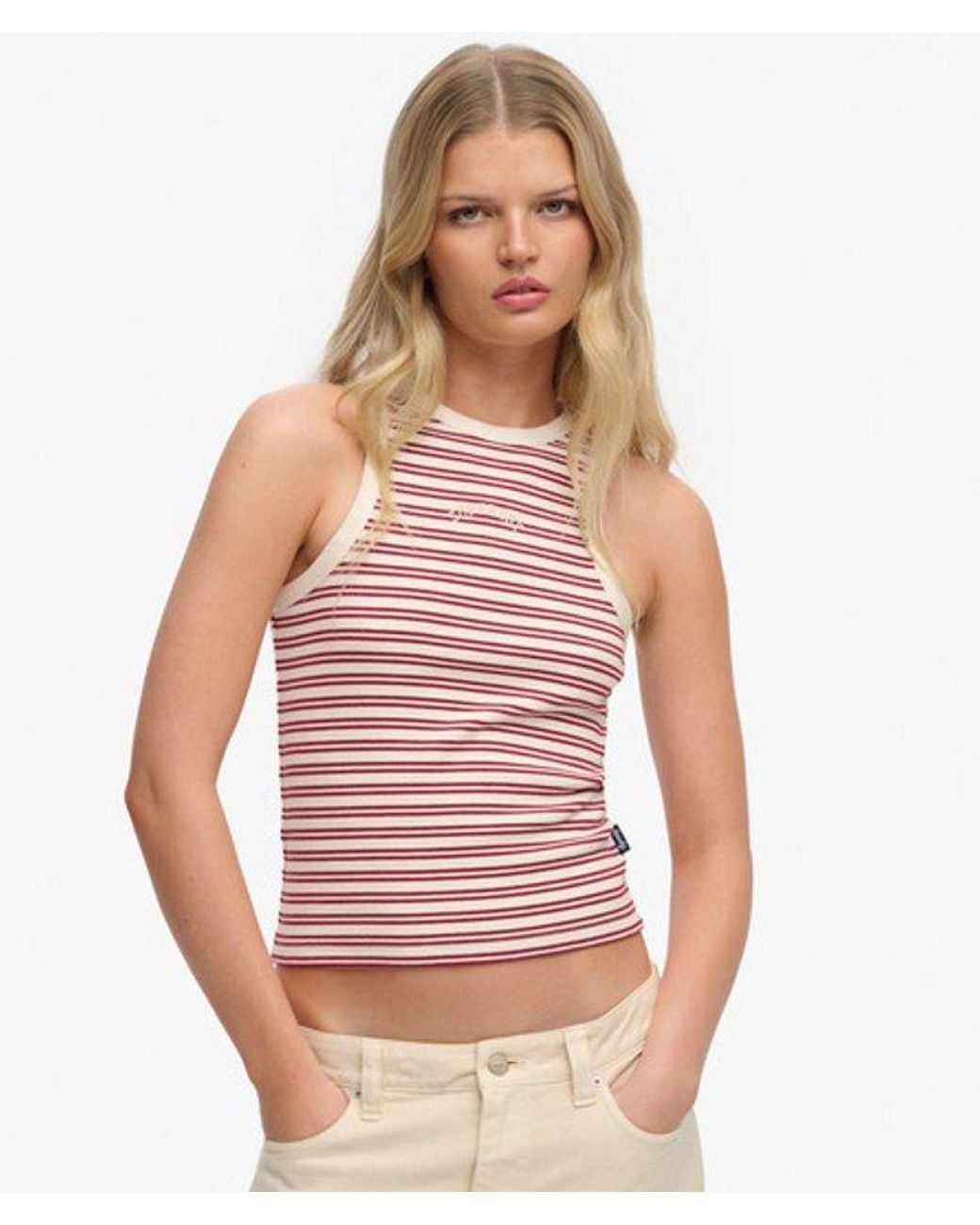 Superdry Red & Co Essential Logo Strapless Racer Vest Top