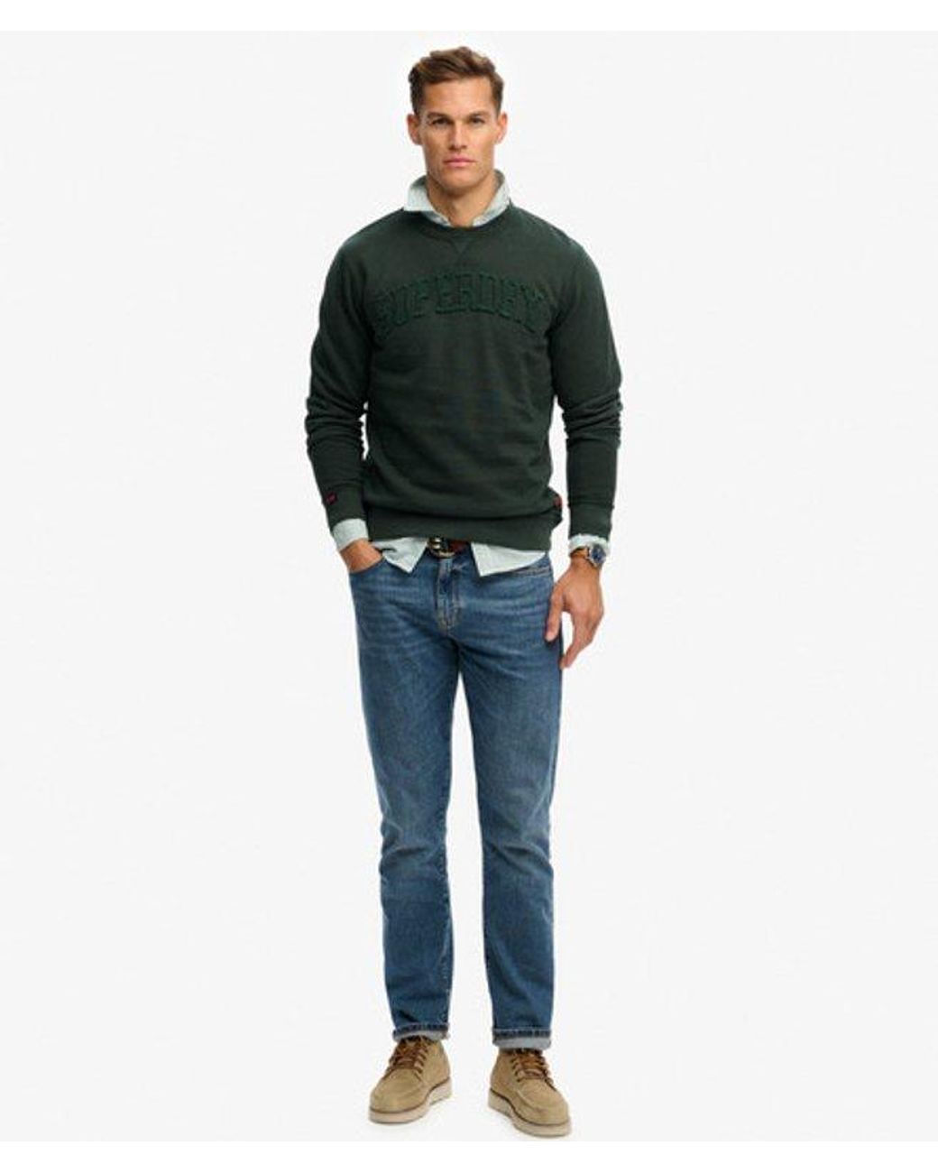 Superdry Green & Co Vintage Athletic Tonal Crew Sweatshirt for men