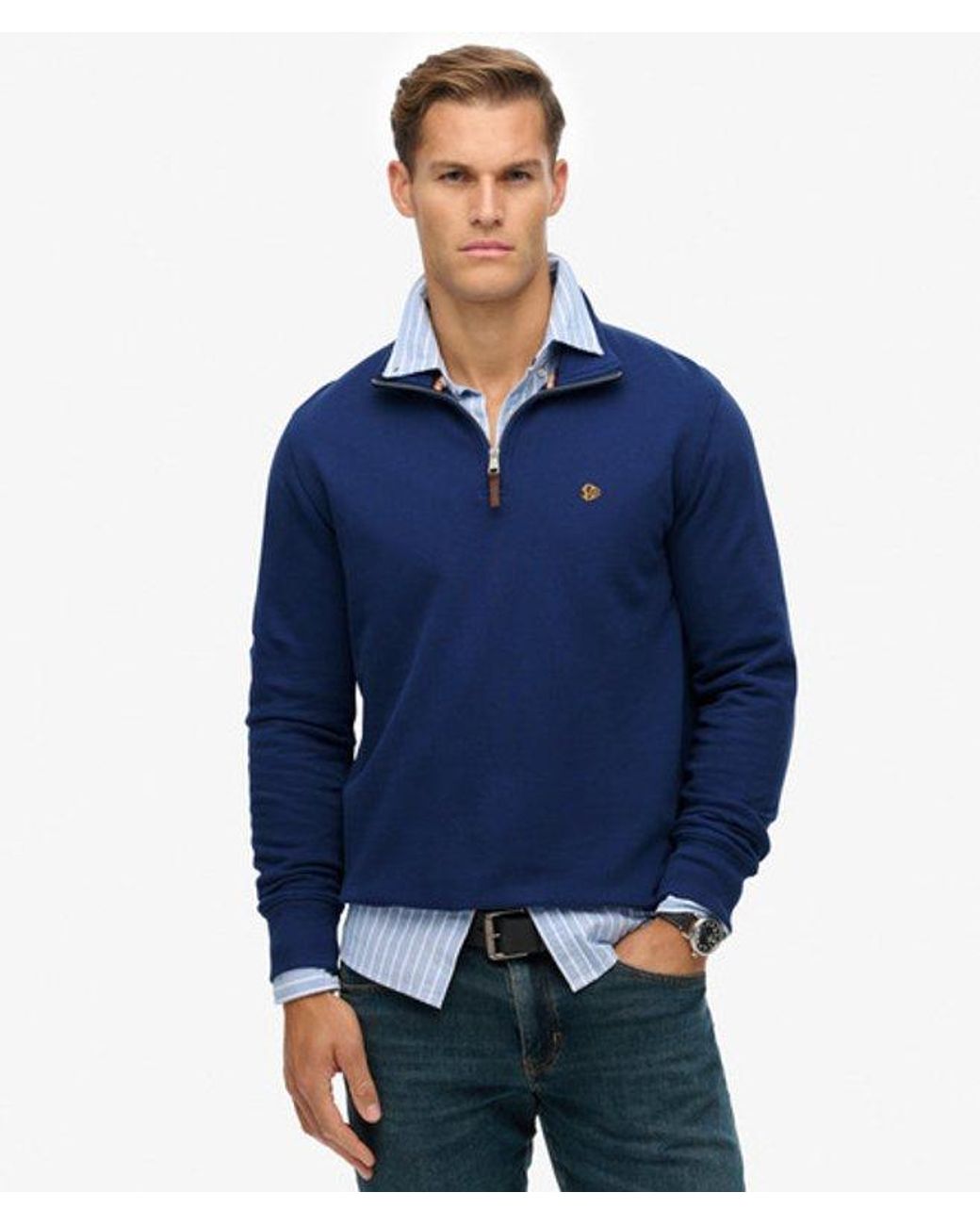 Superdry Blue & Co Preppy Half Zip Jumper for men