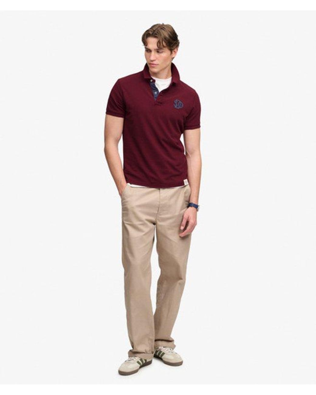 Superdry Red & Co Pique Monogram Polo Shirt for men