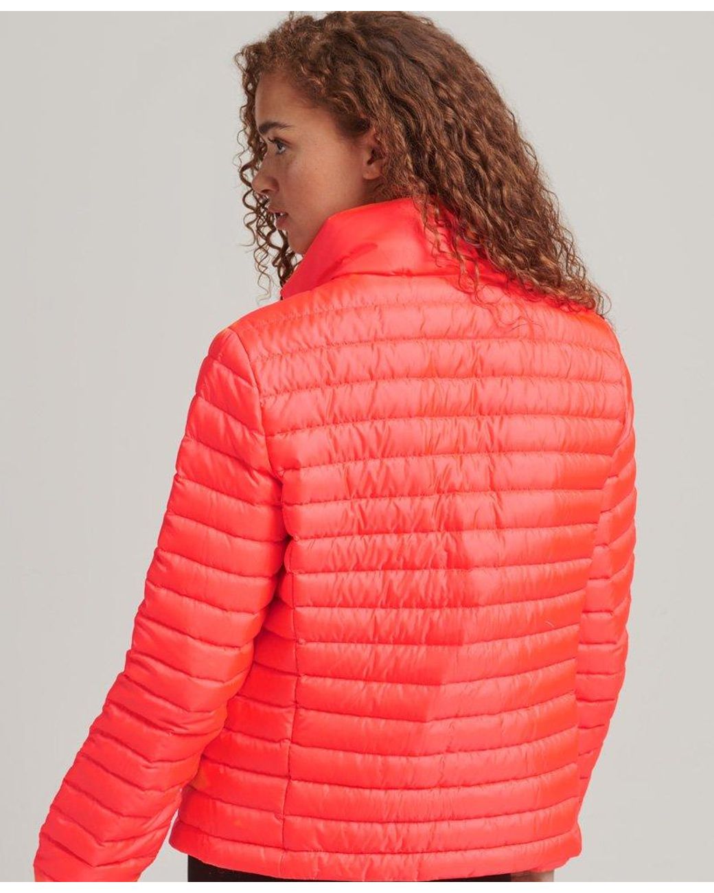 Superdry Tech Core Down Jacket Cream / Hyper Fire Coral in Red | Lyst