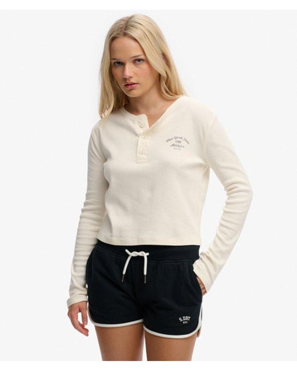 Superdry Natural & Co Athletic Essentials Button Down Long Sleeve Top