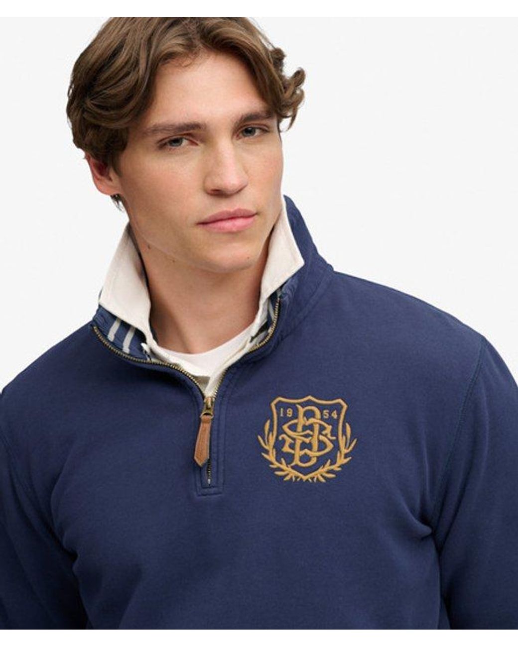 Superdry Blue & Co Gothic Varsity Half Zip Sweatshirt for men