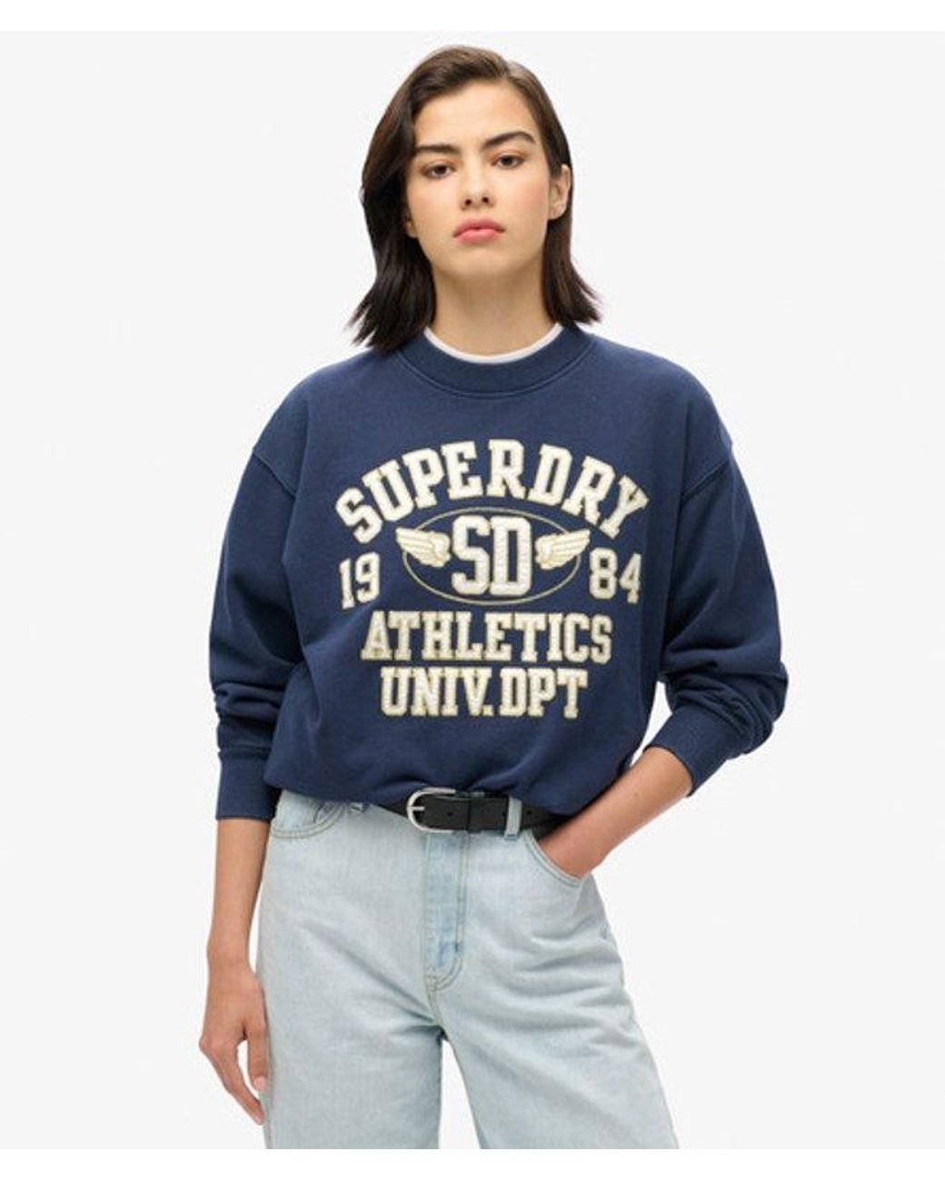 Superdry Blue & Co Ladies Classic College Script Loose Sweatshirt