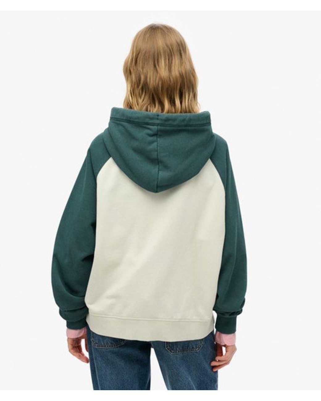 Superdry Green Essential Logo Oversized Raglan Zip Hoodie
