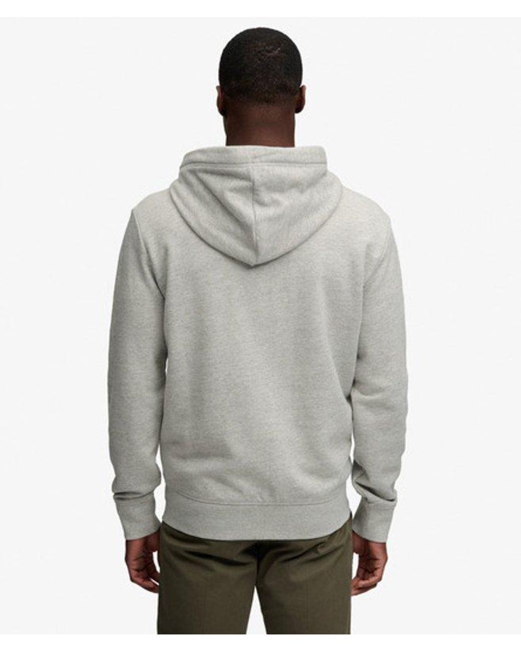 Superdry Gray & Co Essential Logo Half Brushed Zip Hoodie for men