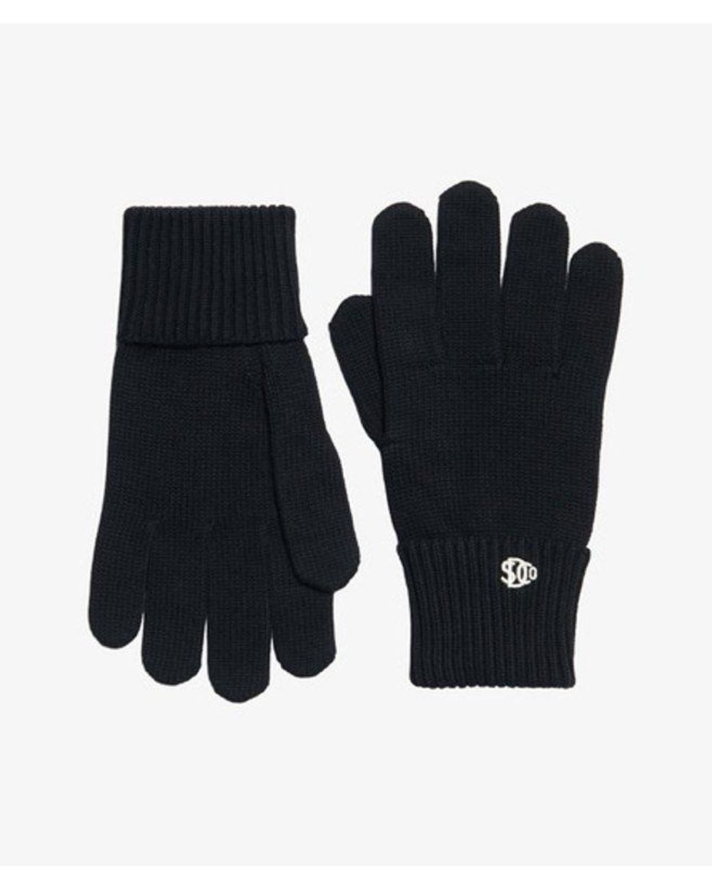 Superdry Black & Co Logo Knitted Gloves for men