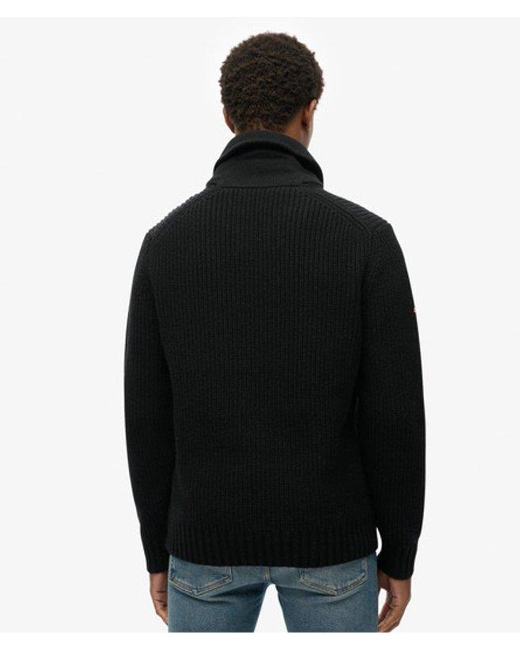 Superdry Black Shawl Collar Jumper for men