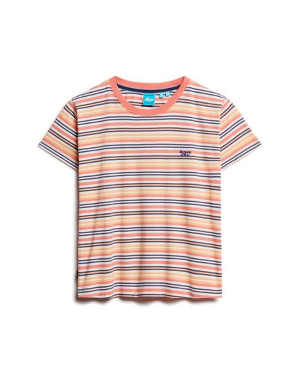 Superdry Blue & Co Ladies Slim Fit Essential Logo Striped Fitted T-shirt