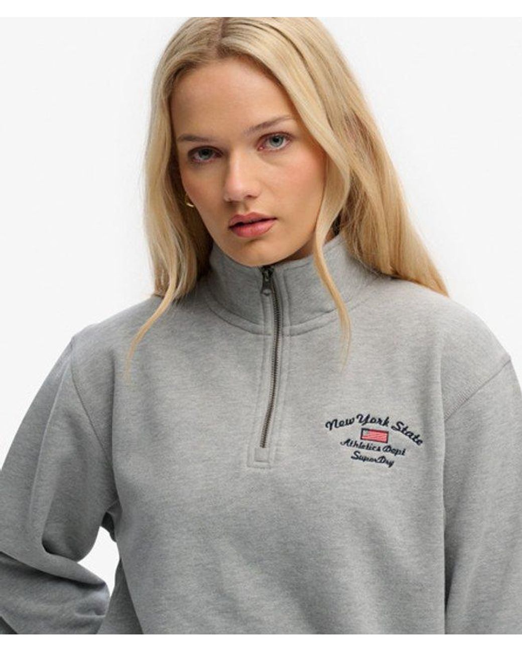 Superdry Gray & Co Athletic Essentials Graphic Half Zip Sweatshirt