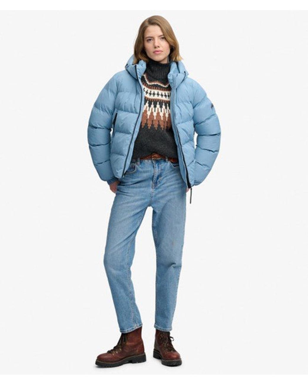 Superdry Blue & Co Hooded Sports Puffer Jacket