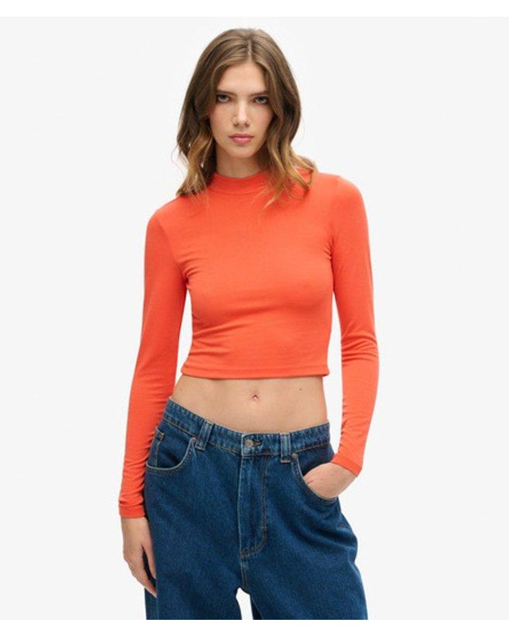 Superdry Red & Co Long Sleeve Open Back Top