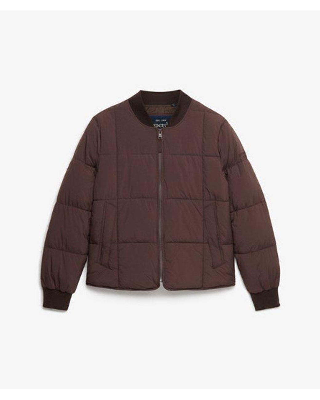 Superdry Brown & Co Large Box Quilt Liner Jacket