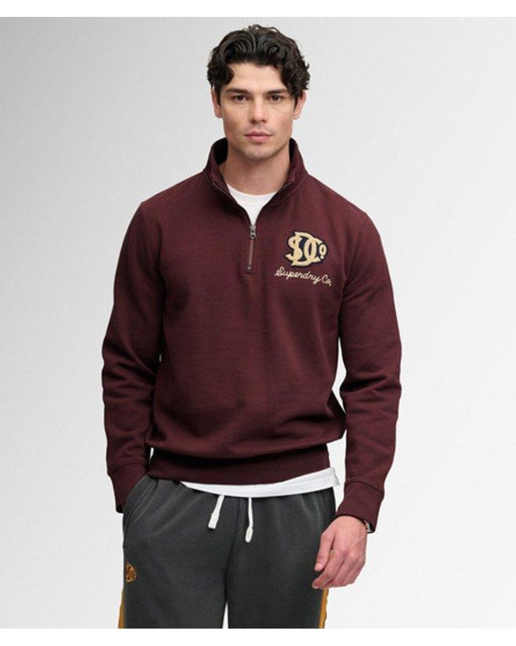 Superdry Red & Co Vintage Athletic Half Zip Sweatshirt for men