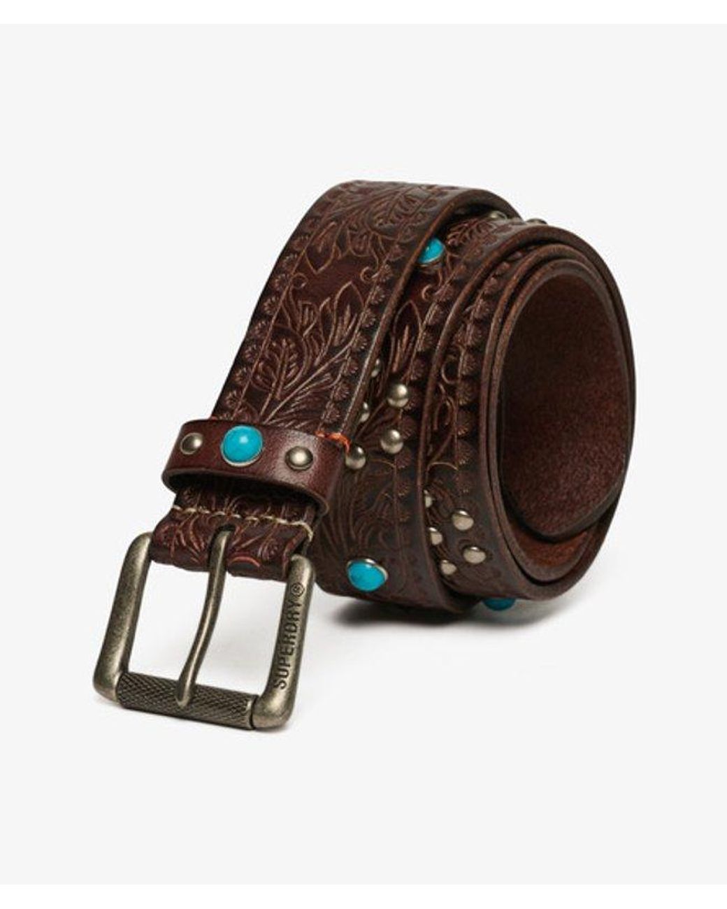 Superdry Brown & Co Statement Leather Belt for men