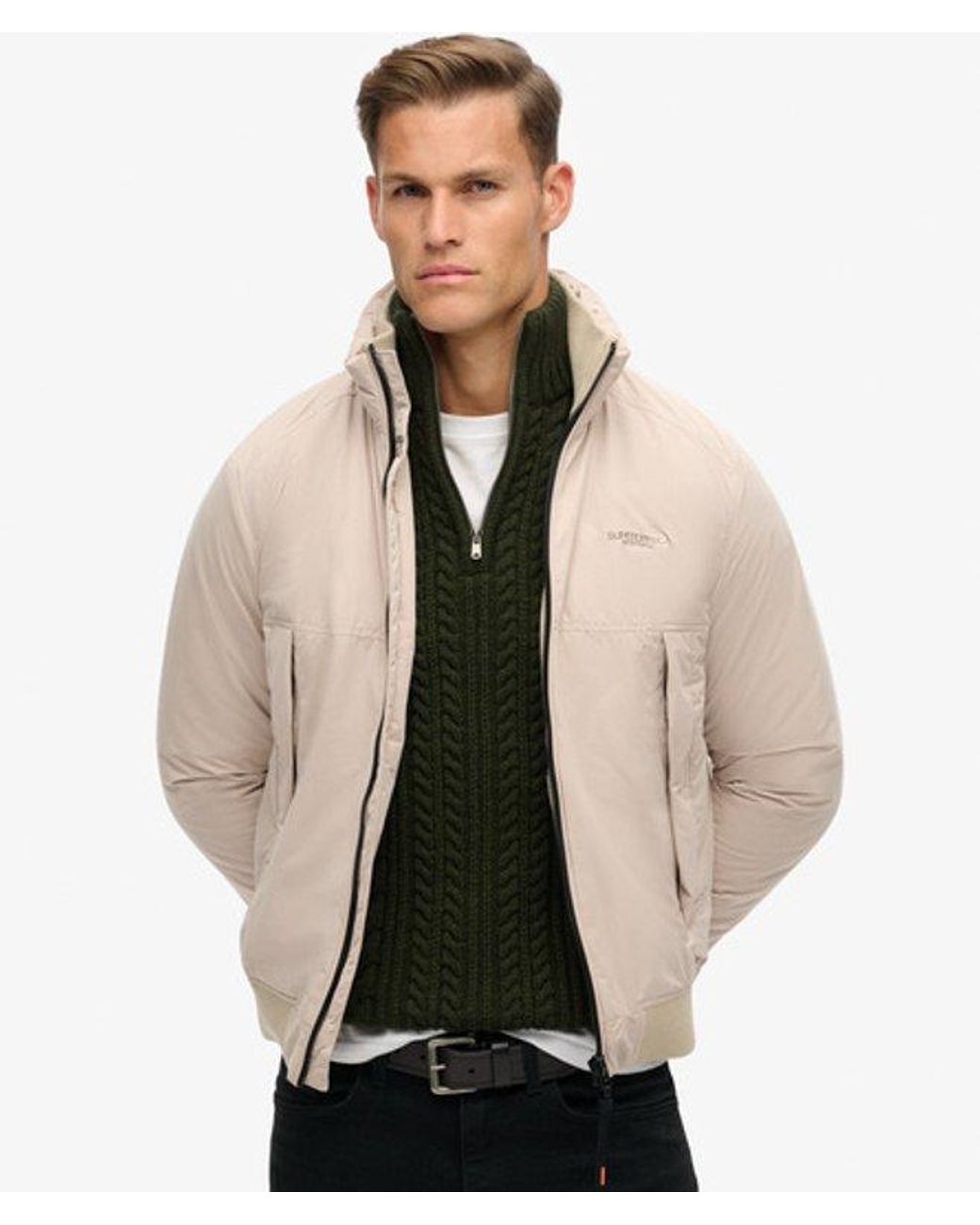 Superdry Natural Classic Embroidered Sports Harrington Jacket for men