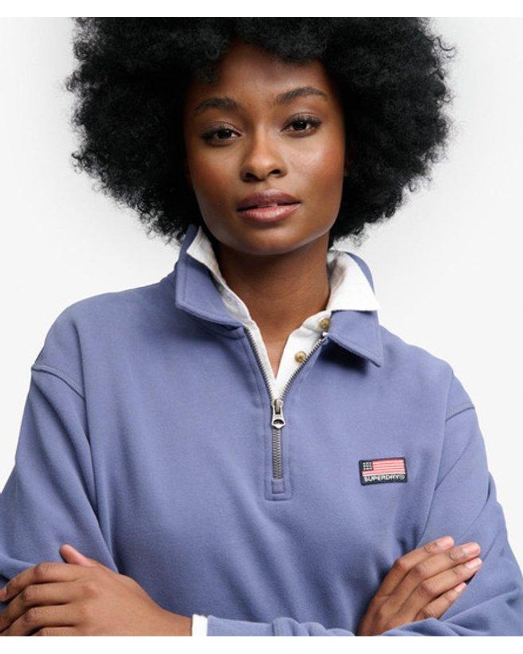 Superdry Blue & Co Athletic Essentials Collared Half Zip Sweatshirt