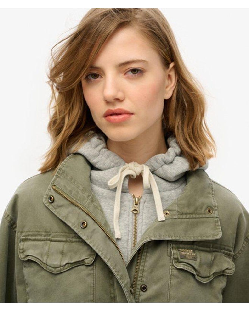 Superdry Green & Co Jersey Hooded Military Jacket