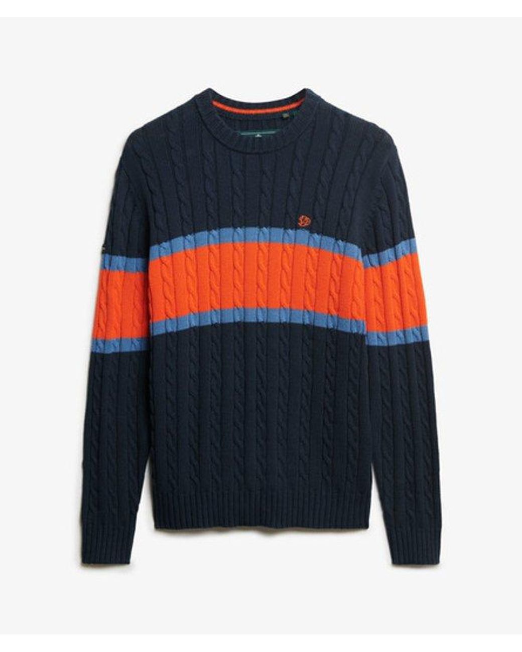Superdry Red & Co Cotton Stripe Cable Jumper for men