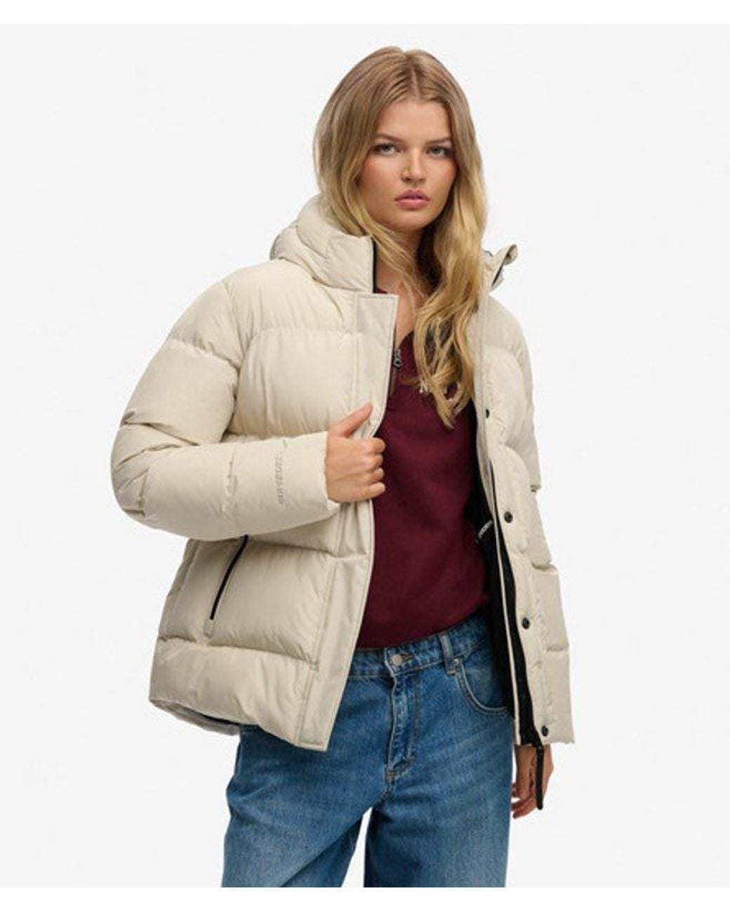 Superdry Natural & Co Hooded Mid Length Sports Puffer Jacket