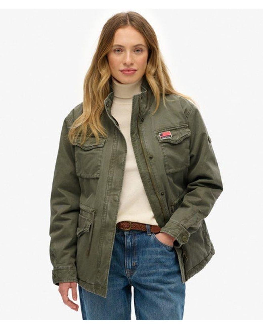 Superdry Military Borg Jas in het Green