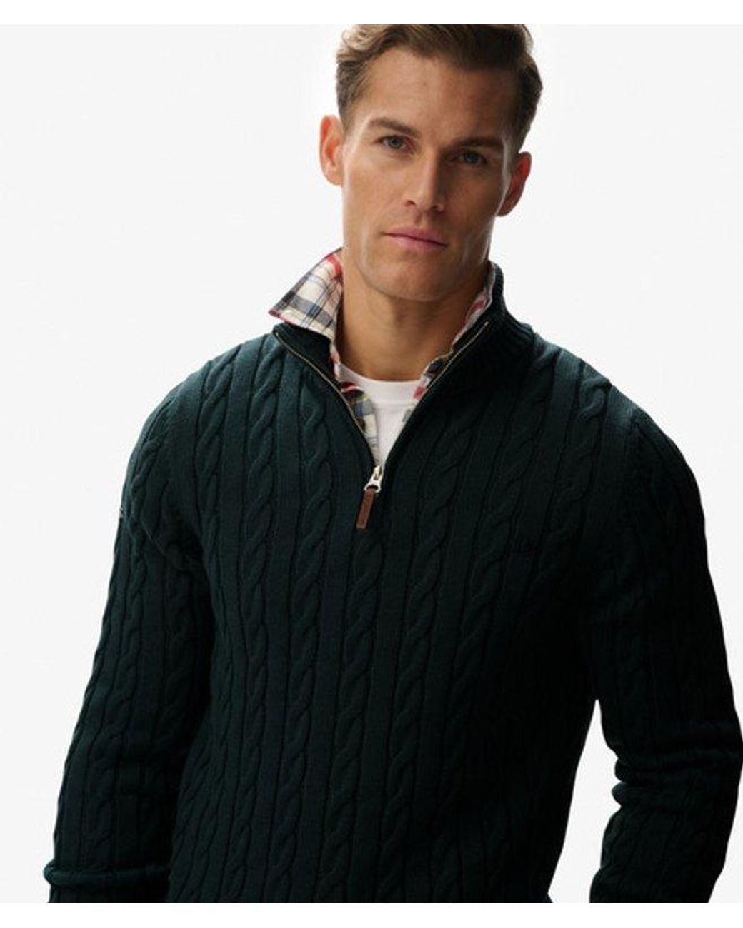 Superdry Black & Co Organic Cotton Classic Cable Half-zip Jumper for men
