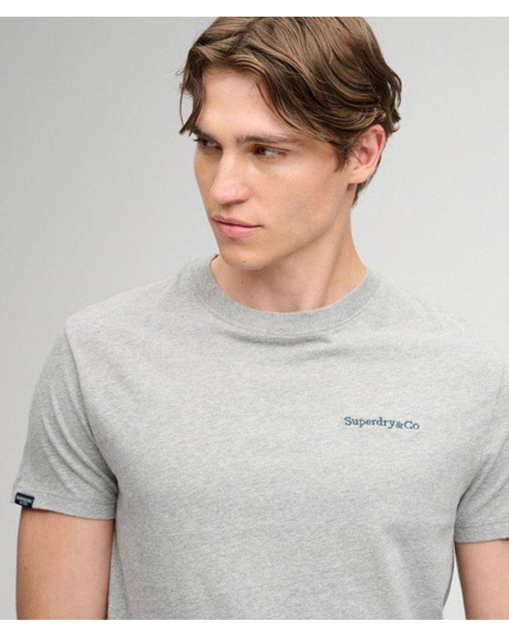 Superdry Gray & Co Essential Company Logo Embroidered T-shirt for men