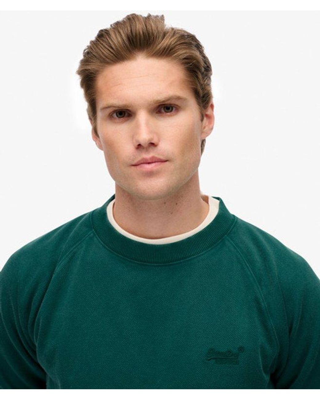 Superdry Green & Co Essential Logo Raglan Crew Sweatshirt for men