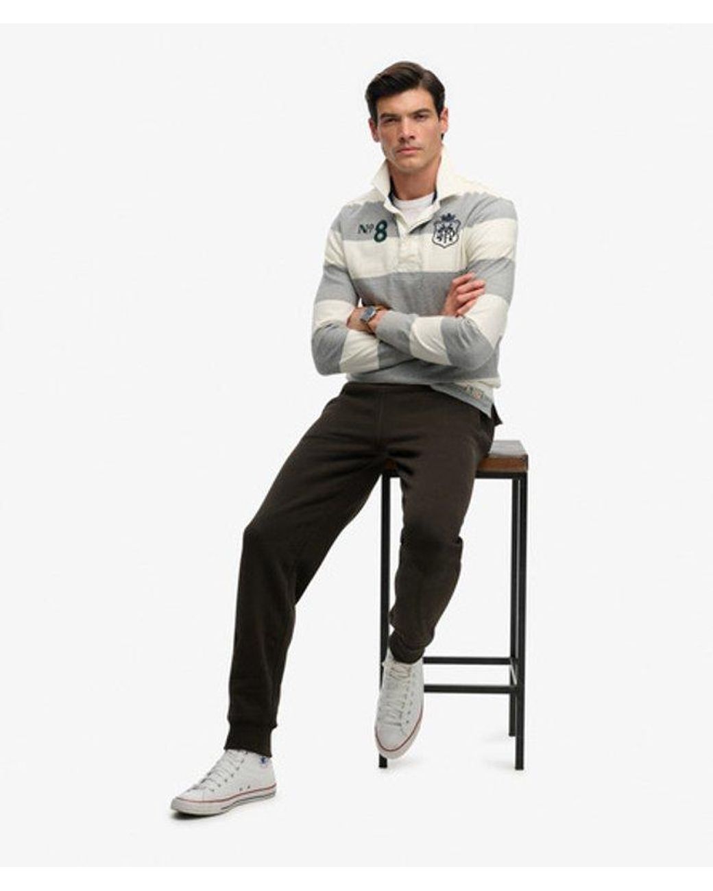 Superdry White Essential Logo Half Brushed joggers for men