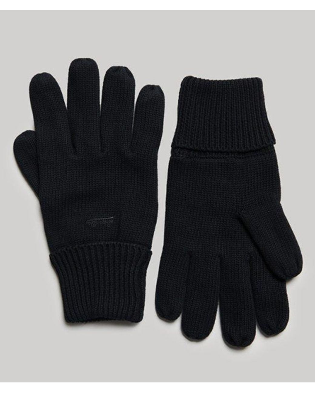 Superdry Black & Co Classic Ribbed Vintage Logo Gloves for men