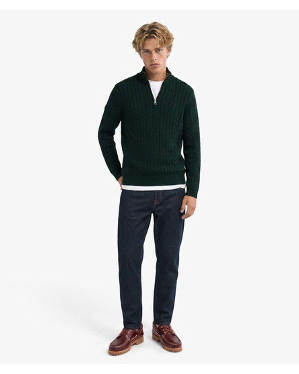 Superdry Black & Co Preppy Cotton Cable Half Zip Jumper for men