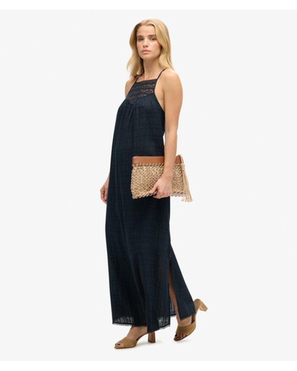 Superdry Blue & Co Lace Halter Maxi Beach Dress