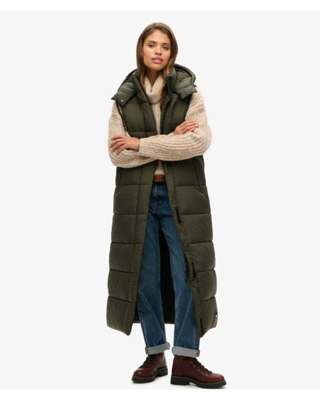 Superdry Green & Co Hooded Ripstop Long Gilet