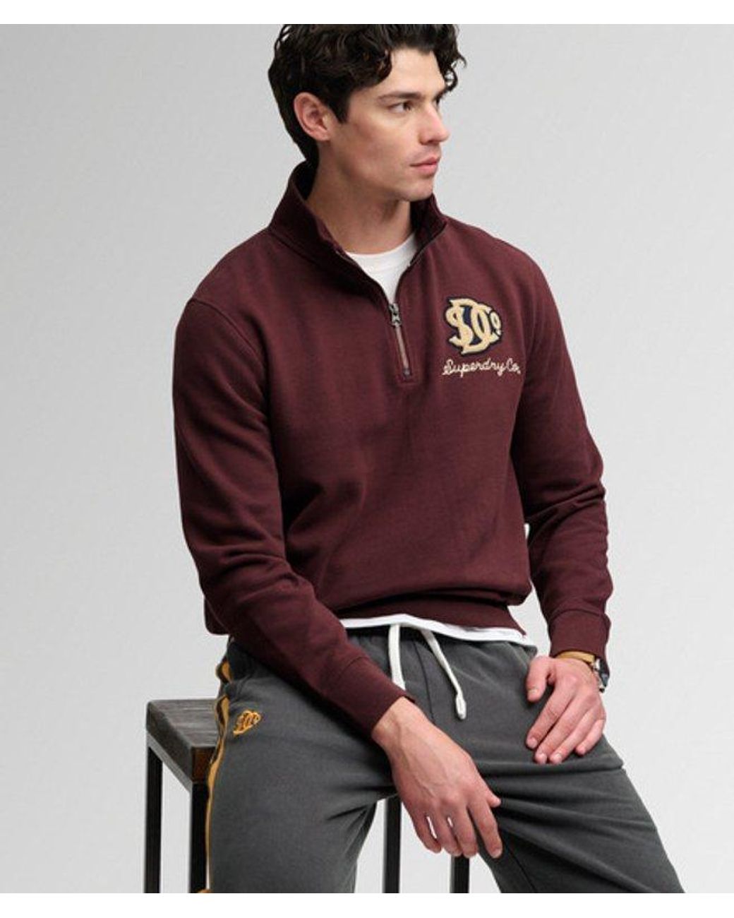 Superdry Red & Co Vintage Athletic Half Zip Sweatshirt for men