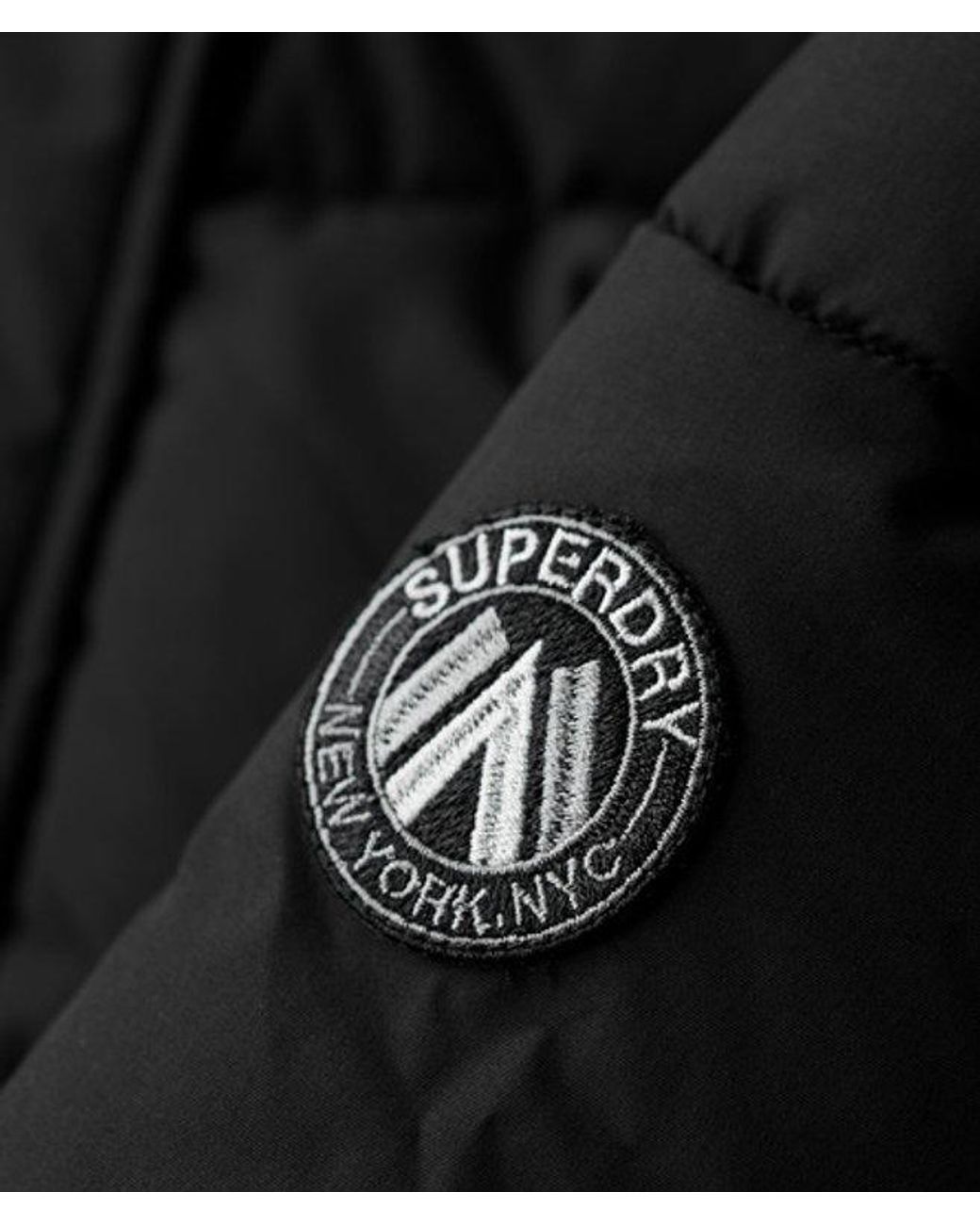 Superdry Black & Co City Chevron Padded Parka Coat