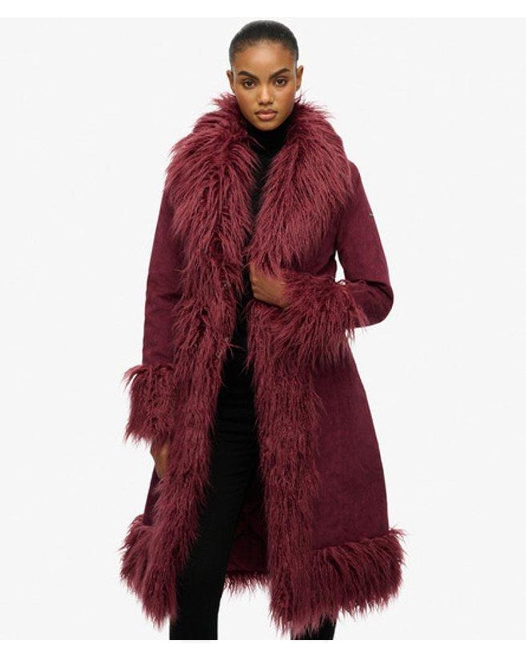 Superdry Red Long Afghan Coat