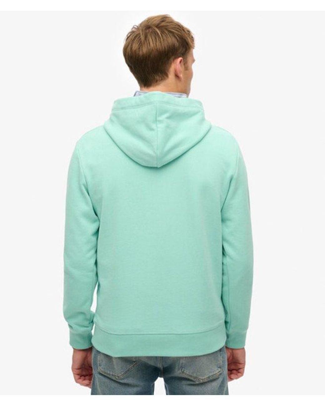 Superdry Green & Co Essential Logo Half Brushed Hoodie for men