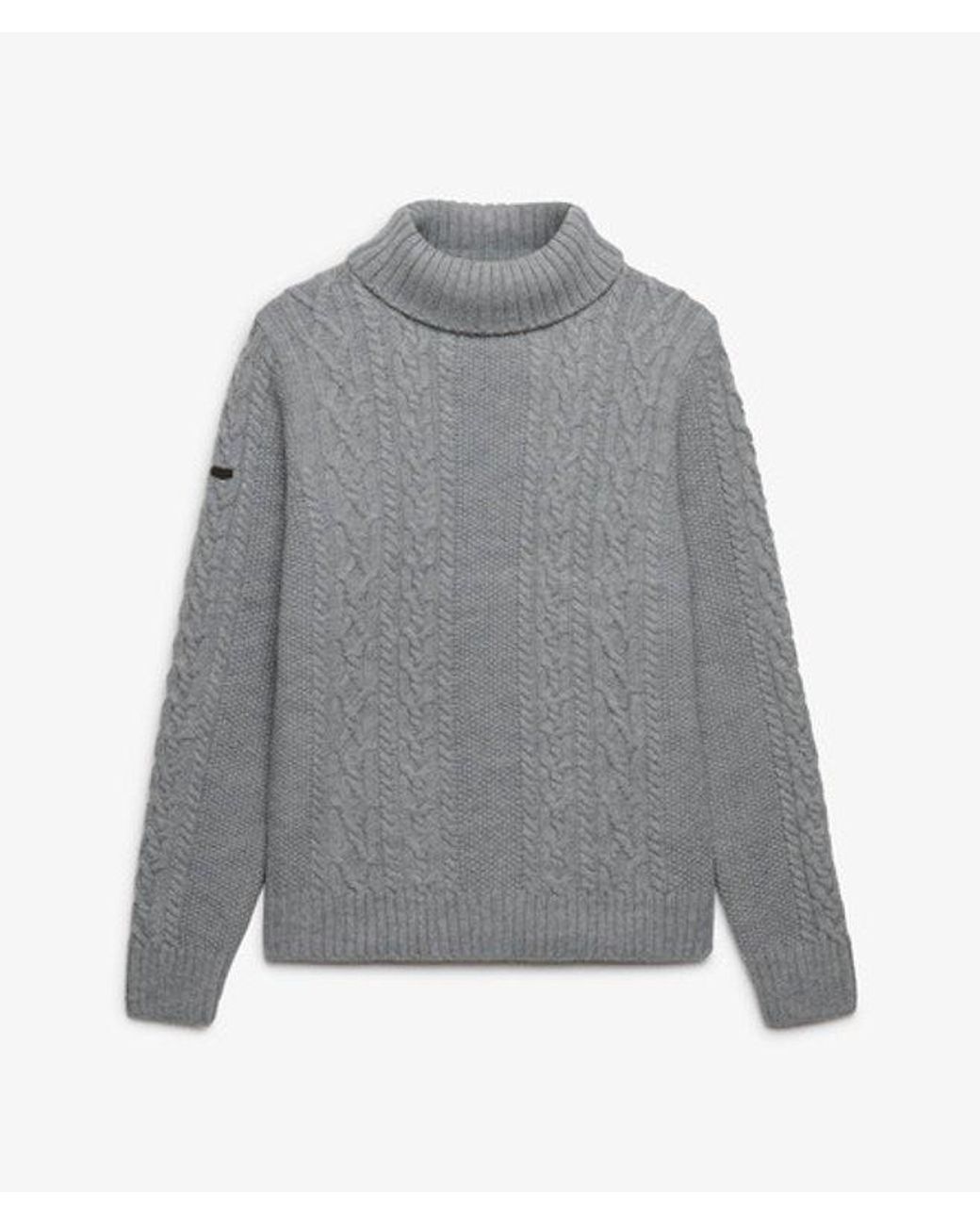 Superdry Gray & Co Jacob Cable Roll Neck Jumper for men