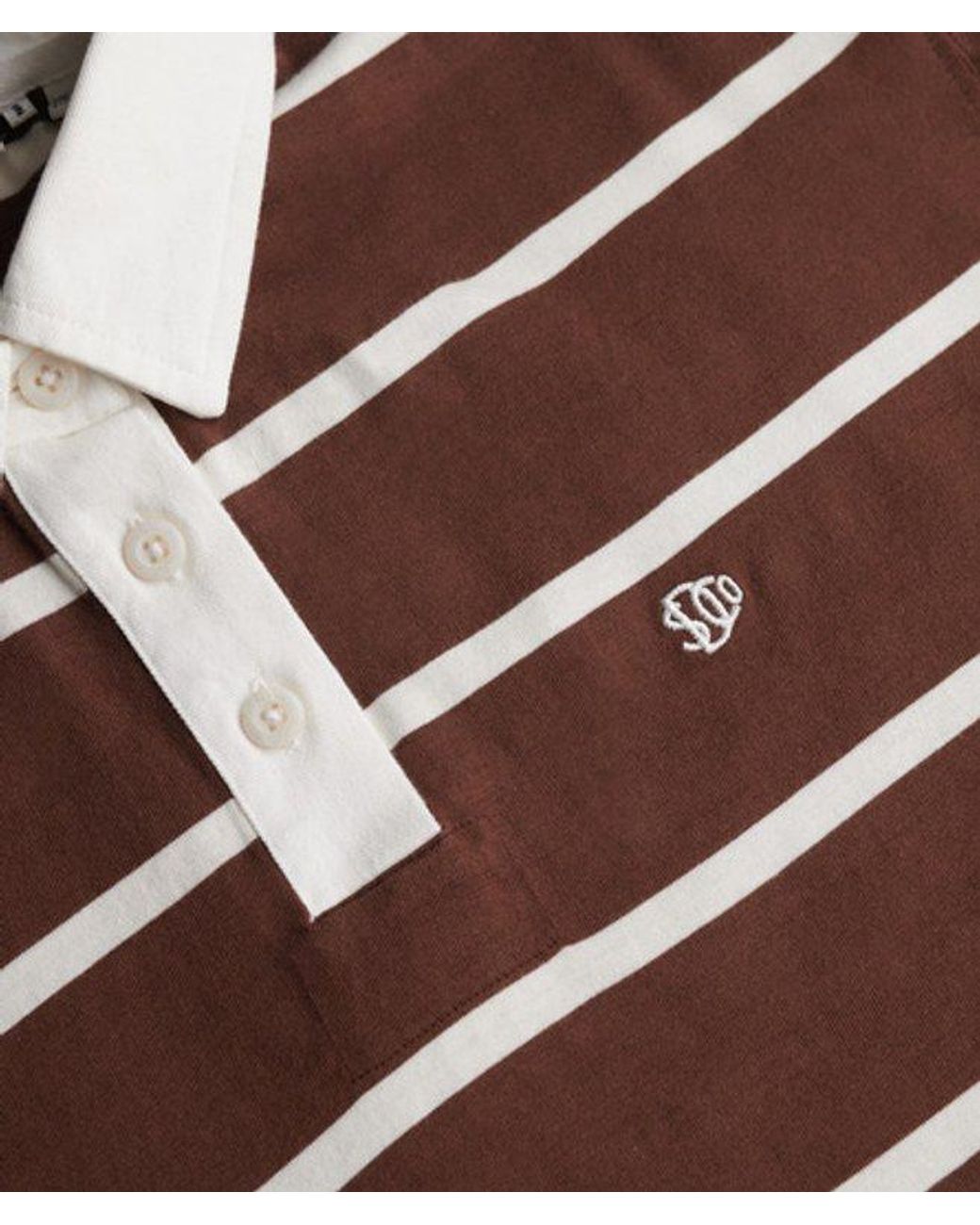 Superdry Brown & Co Athletic Essential Cropped Stripe Rugby Top