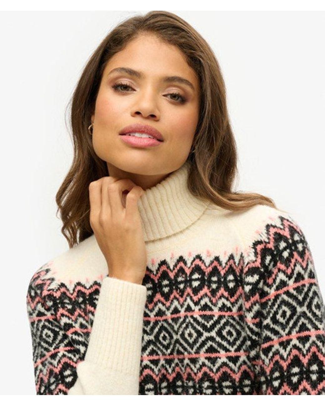 Superdry Natural & Co Fairisle Pattern Roll Neck Jumper