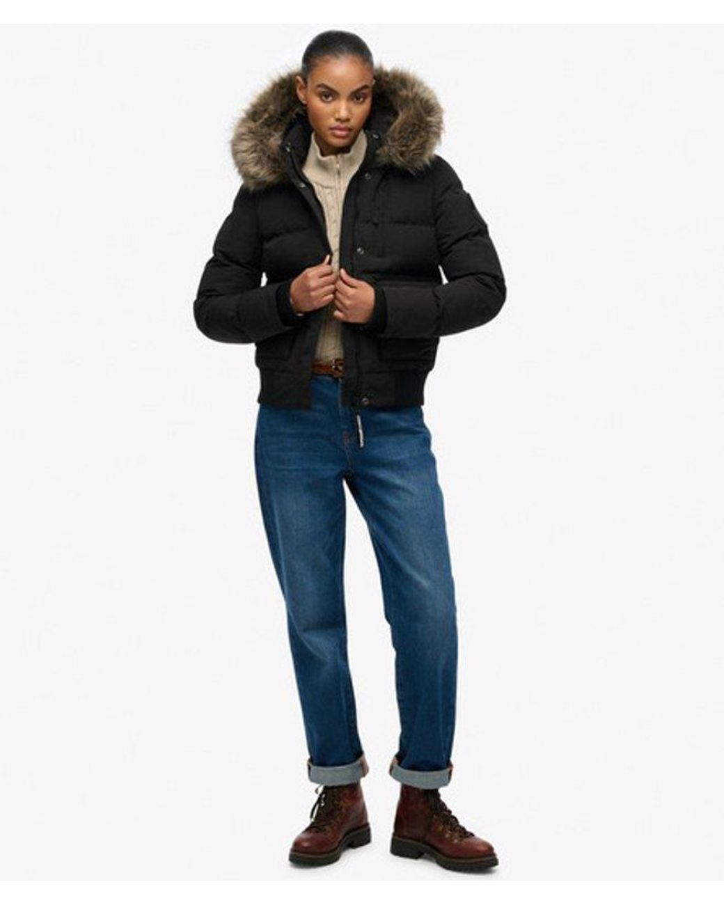 Superdry Black Everest Hooded Bomber Jacket