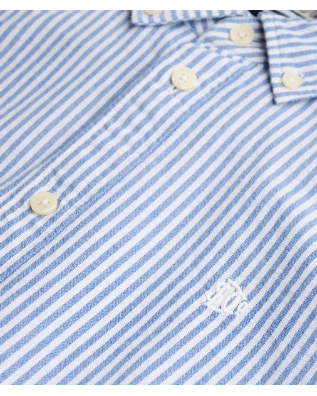 Superdry Blue Slim Oxford Button Down Long Sleeve Shirt