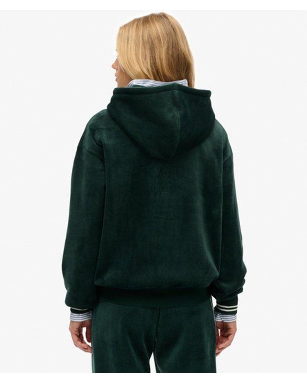 Superdry Green & Co Country Club Velour Relaxed Hoodie