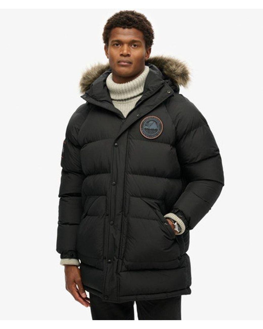 Superdry Black & Co Everest Long Baffled Parka Jacket for men