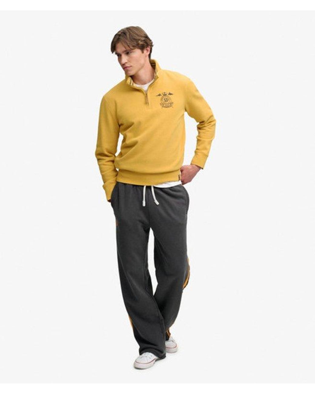 Superdry Yellow & Co Gothic Varsity Half Zip Sweatshirt for men